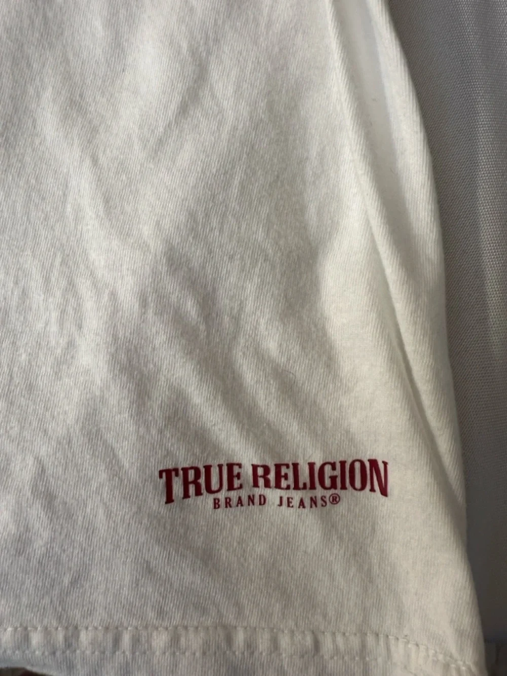 True‎ Religion White Crewneck Tee with Black Logo Print